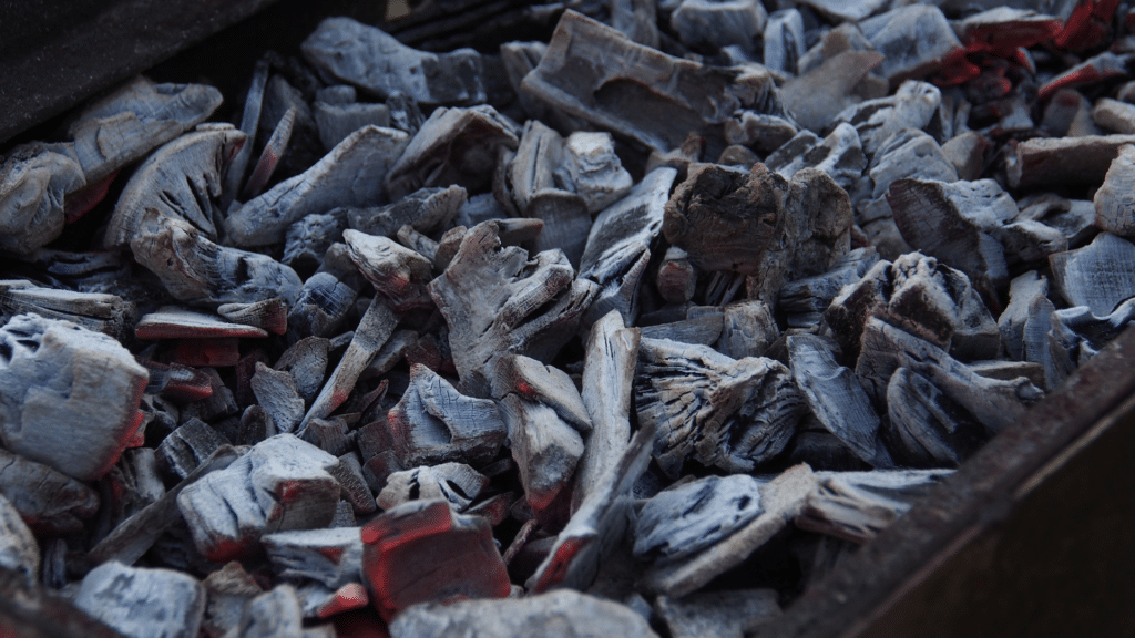 Charcoal Drying - A significant step in White Tea Processing. This picture shows charcoal with fire starting to ignite
