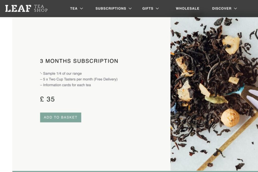 Leaf tea shop - best tea subscription in the UK