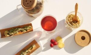 blood sugar support tea recipe, raspberry lotus leaf and ginger tea